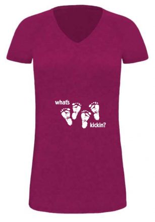 Lady LONG T-Shirt für Schwangere Whats kickin double