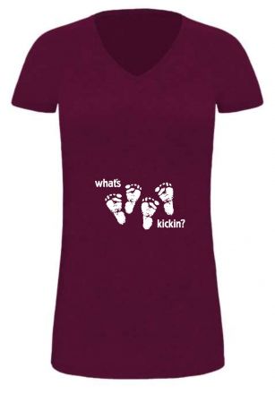 Lady LONG T-Shirt für Schwangere Whats kickin double