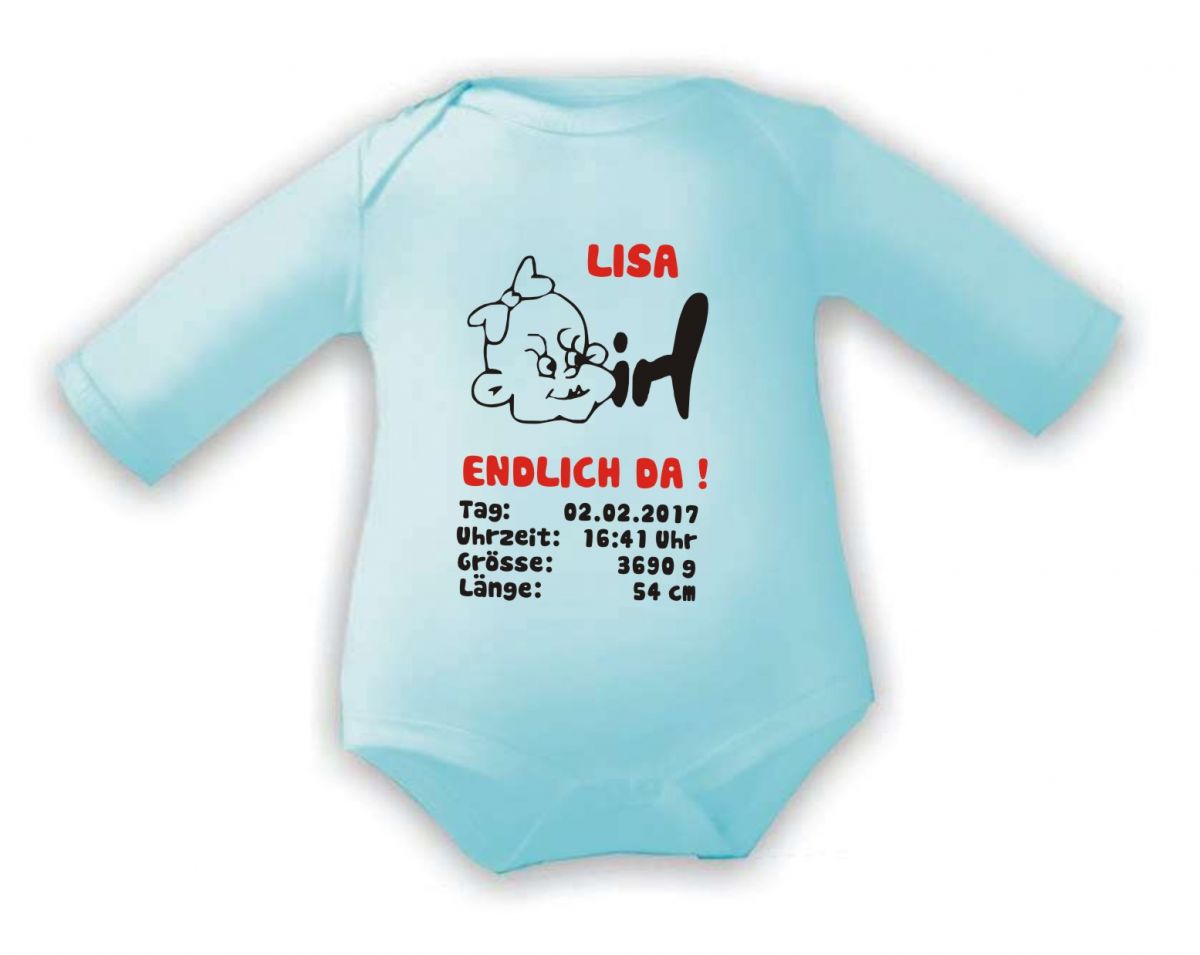 Baby-Body bedruckt Name/Wunschtext Rot 74/80 