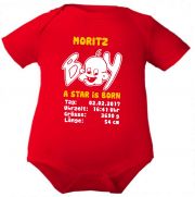 Baby Body with Print BOY A Star is Born and Birth Date