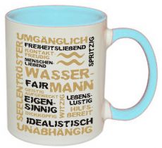 Mug TWO TONES & HANDLE (handle + colored inside) with star sign Wassermann