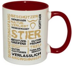 Mug TWO TONES & HANDLE (handle + colored inside) with star sign Stier