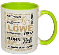 Mug TWO TONES & HANDLE (handle + colored inside) with star sign Löwe