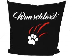 Cushion 40 x 40 cm cotton / colored with motif Motiv Pfotenkratzer and the name of the animal