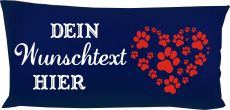 Cushion 80 x 40 cm cotton / colored with motif Pfotenherz and the name of the animal