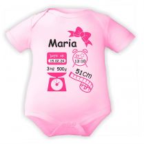 Baby Body Schleife Girl personalisiert mit Geburtsdaten