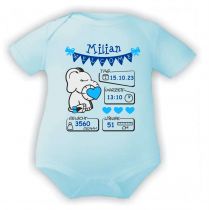 Baby Body Welcome Boy personalisiert mit Geburtsdaten