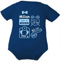 Baby Body Schleife Boy personalisiert mit Geburtsdaten